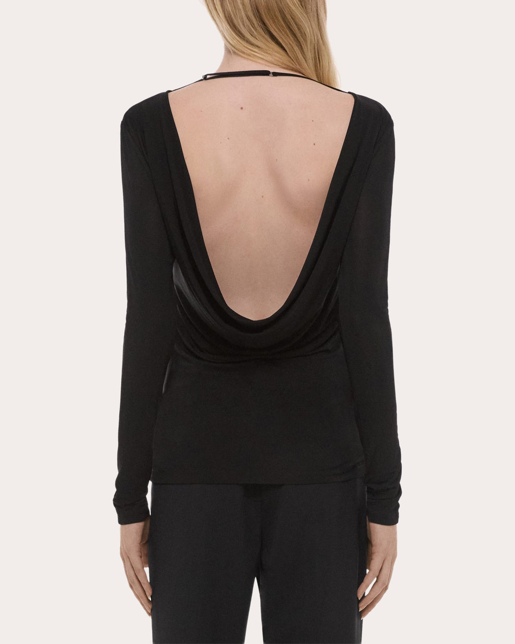 Stretch Jersey Draped Cowl Back Top