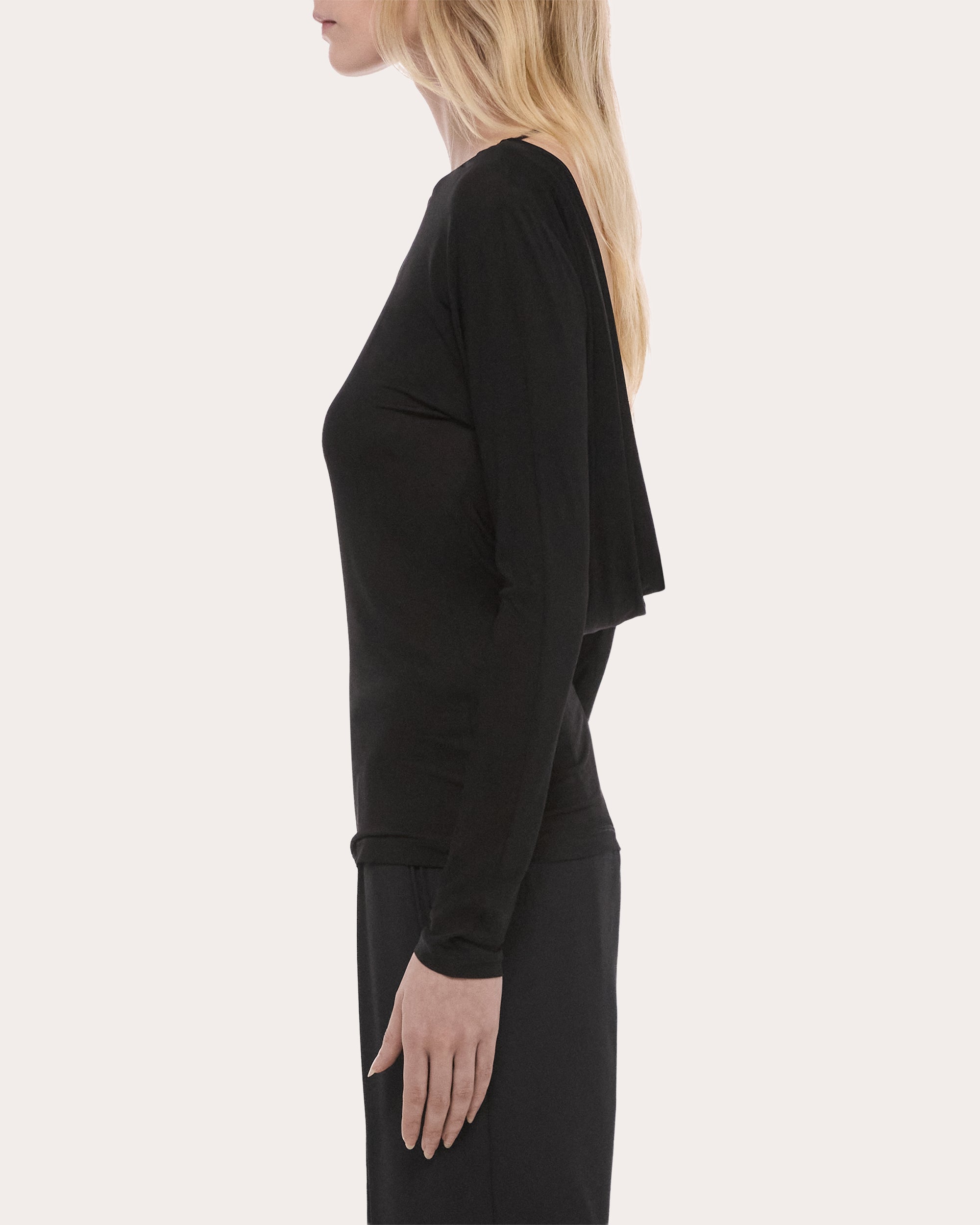 Stretch Jersey Draped Cowl Back Top