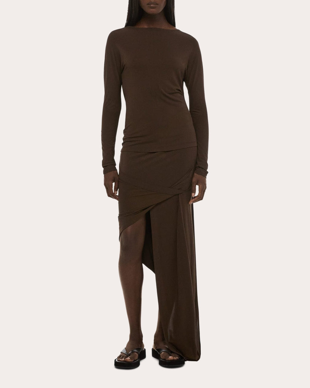 Stretch Jersey Draped Cowl Back Top