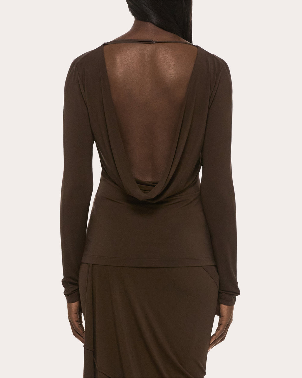 Stretch Jersey Draped Cowl Back Top