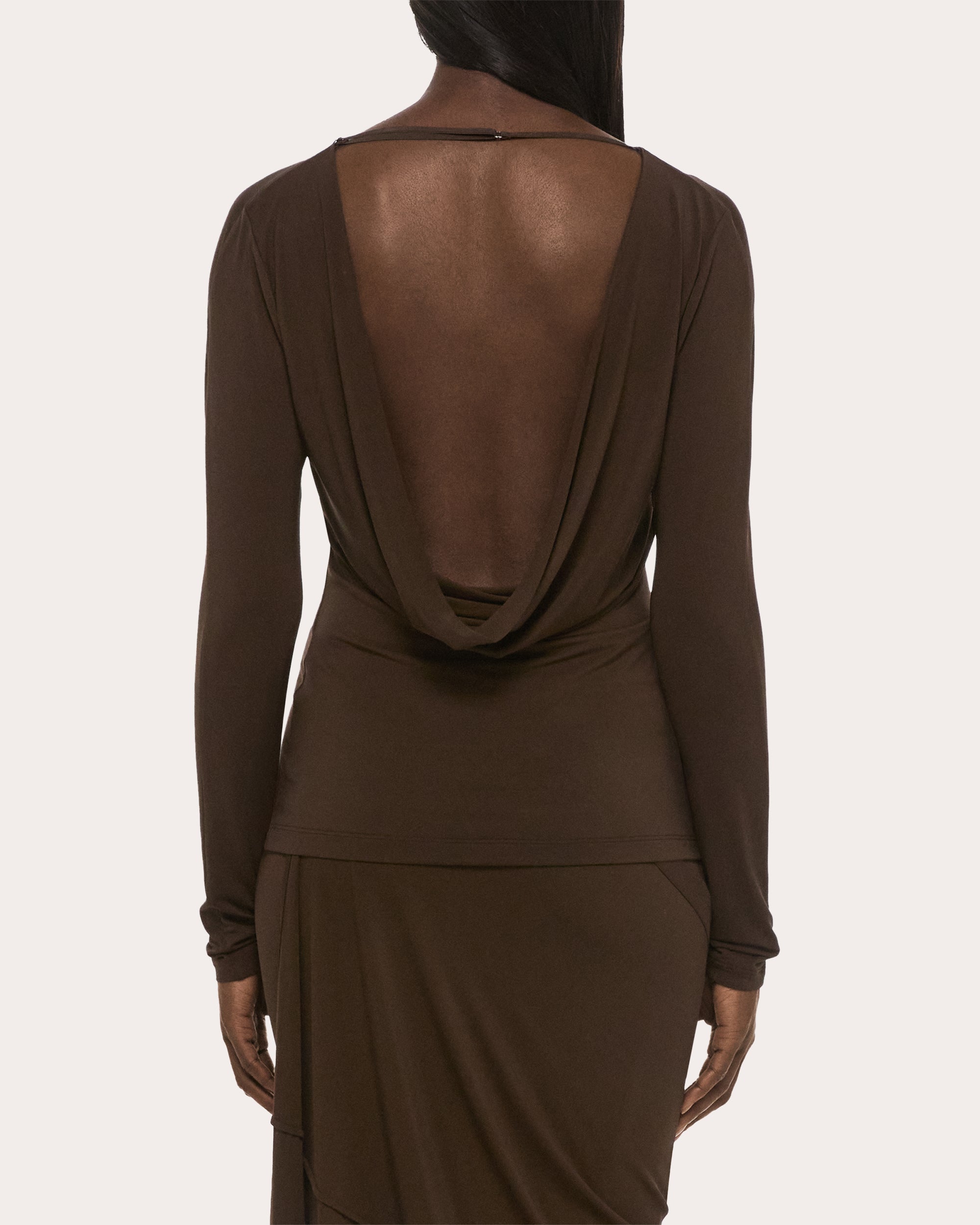 Stretch Jersey Draped Cowl Back Top