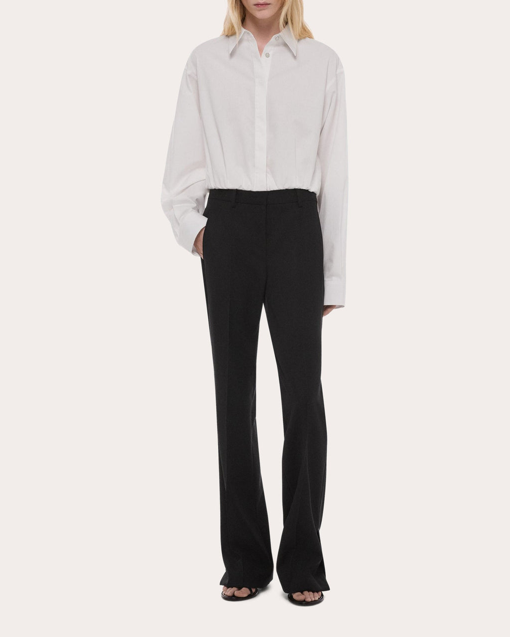 Cotton Poplin Cropped Blouson Button-Up