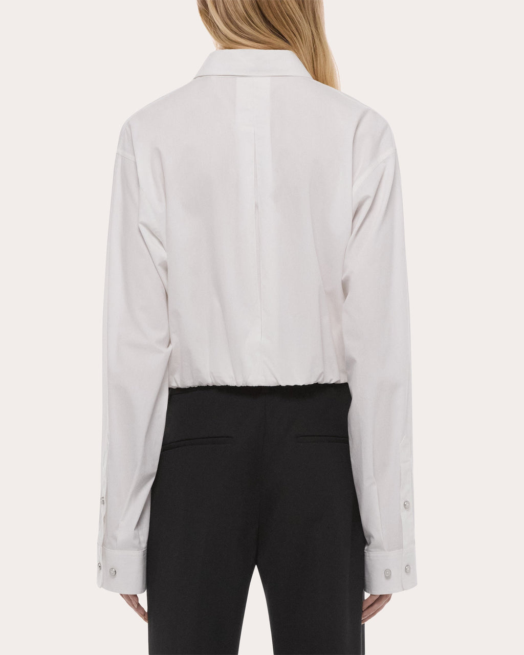 Cotton Poplin Cropped Blouson Button-Up