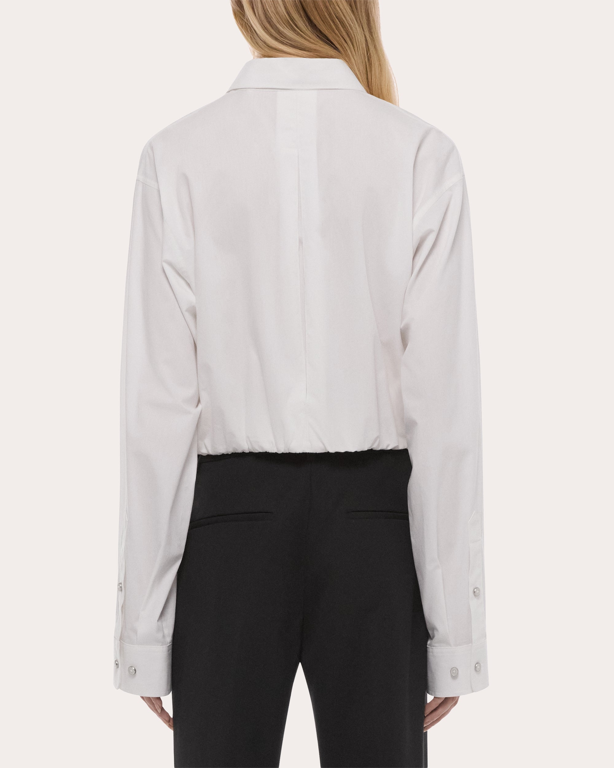 Cotton Poplin Cropped Blouson Button-Up