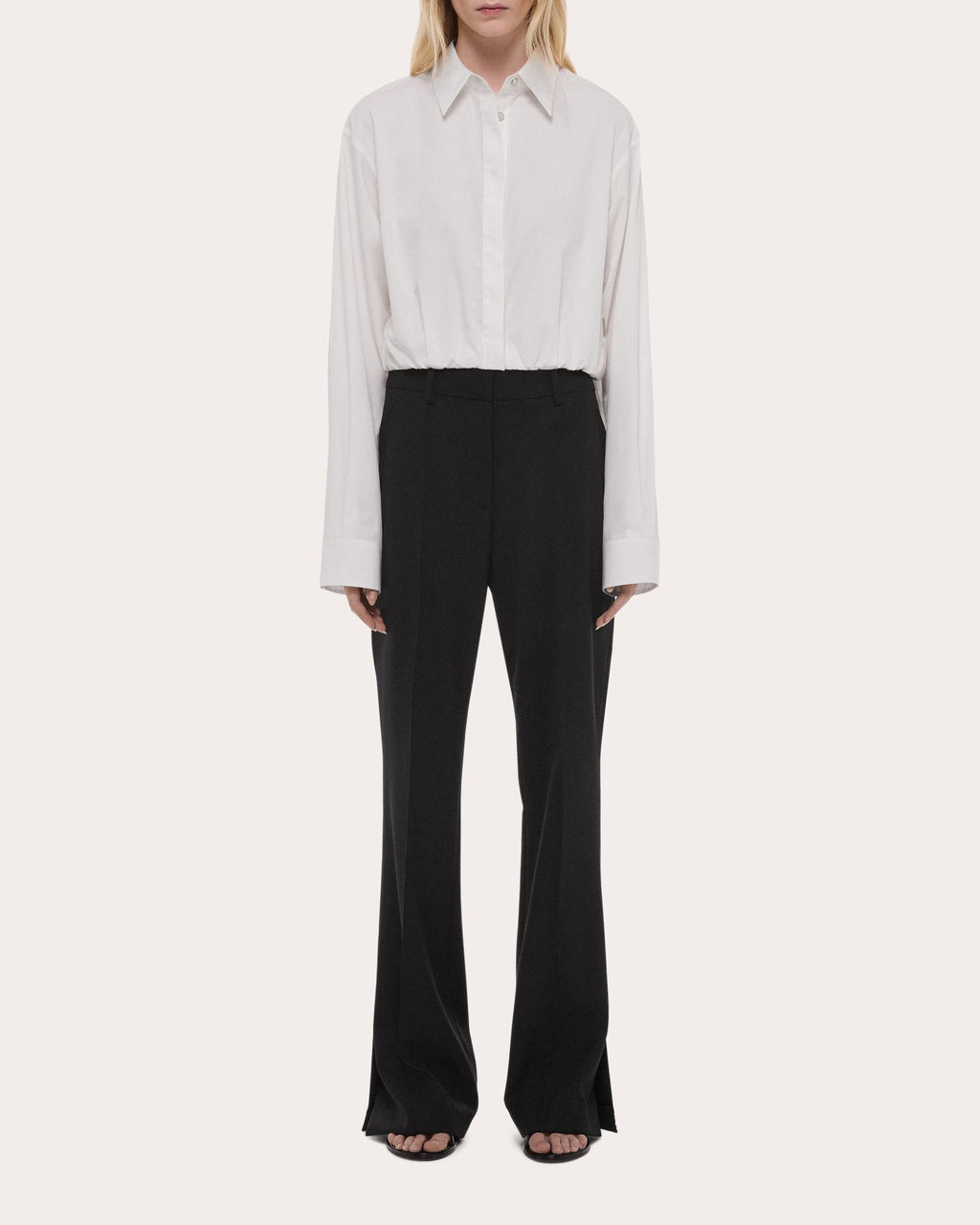 Cotton Poplin Cropped Blouson Button-Up