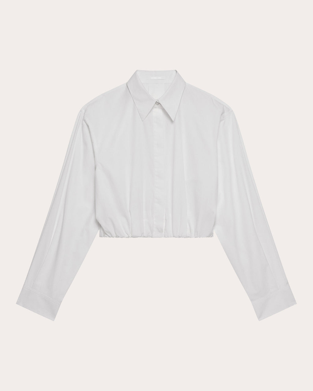 Cotton Poplin Cropped Blouson Button-Up