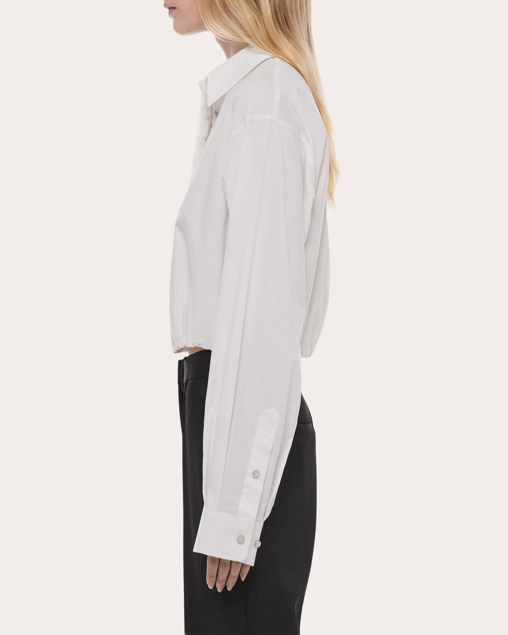 Cotton Poplin Cropped Blouson Button-Up