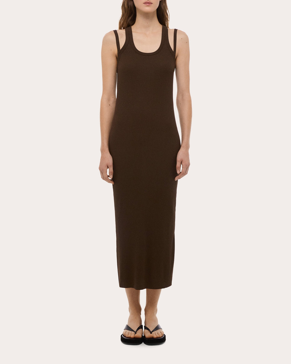 Ribbed Racerback Strap Midi Dress