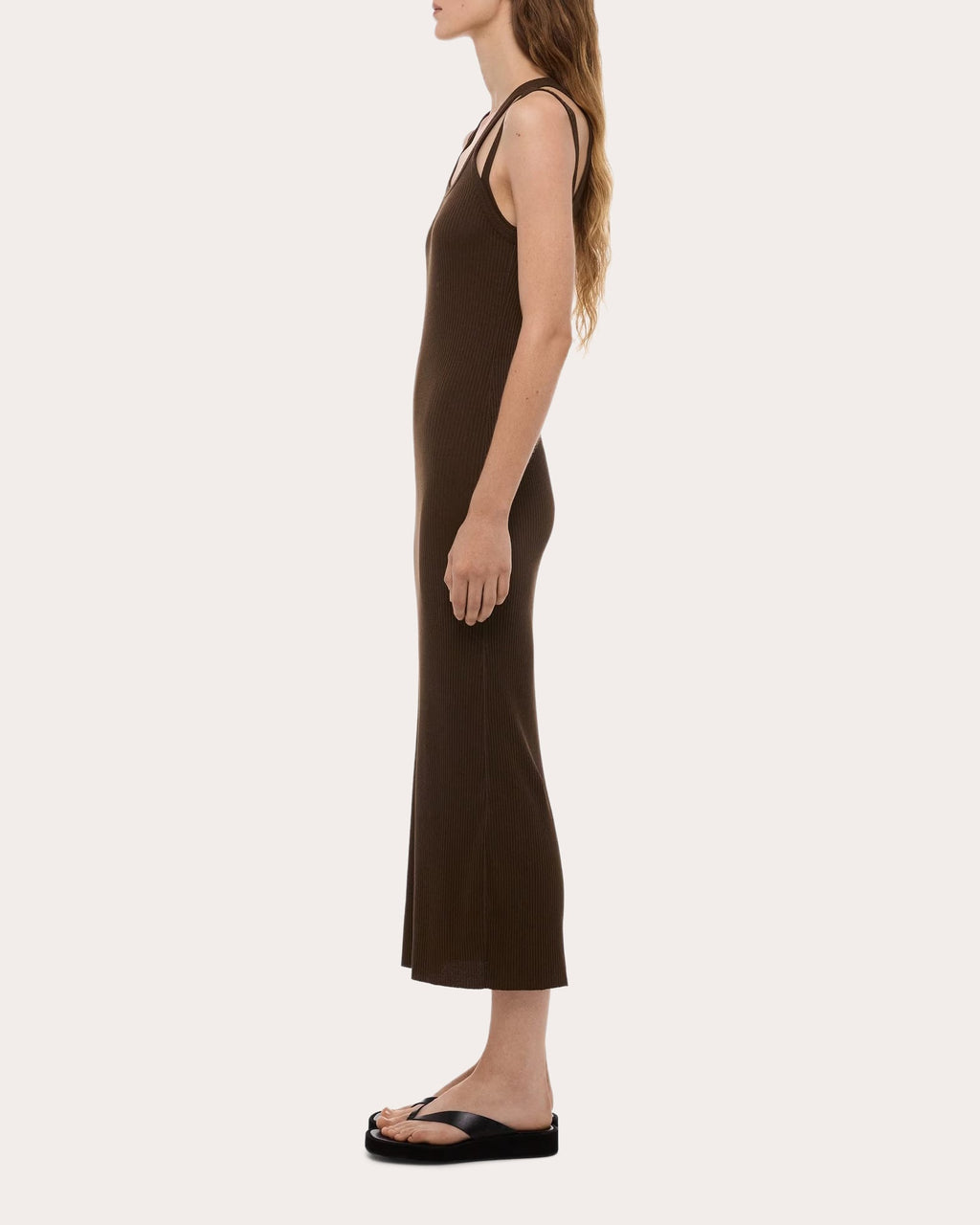 Ribbed Racerback Strap Midi Dress