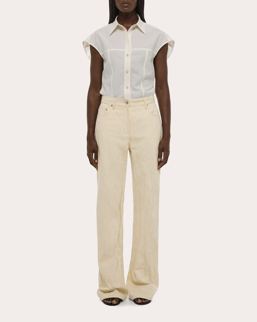 Crushed Metallic Twill Bootcut Jeans