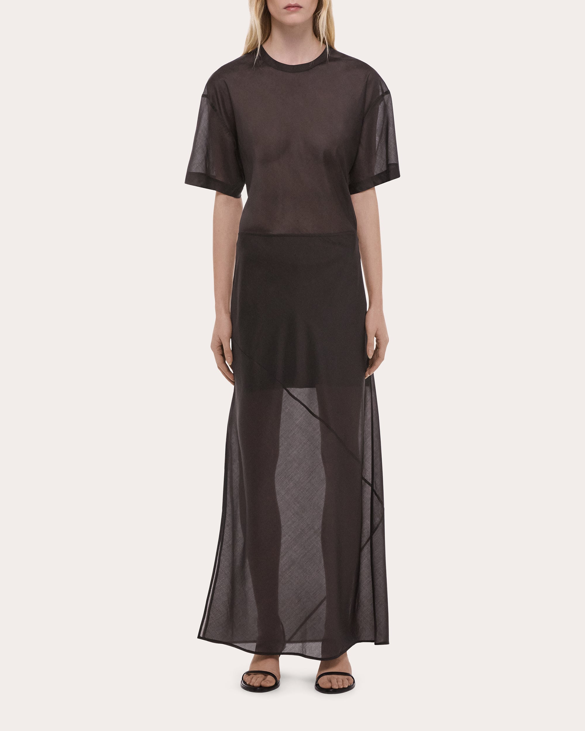 Sheer Airy Voile Layered Maxi Skirt