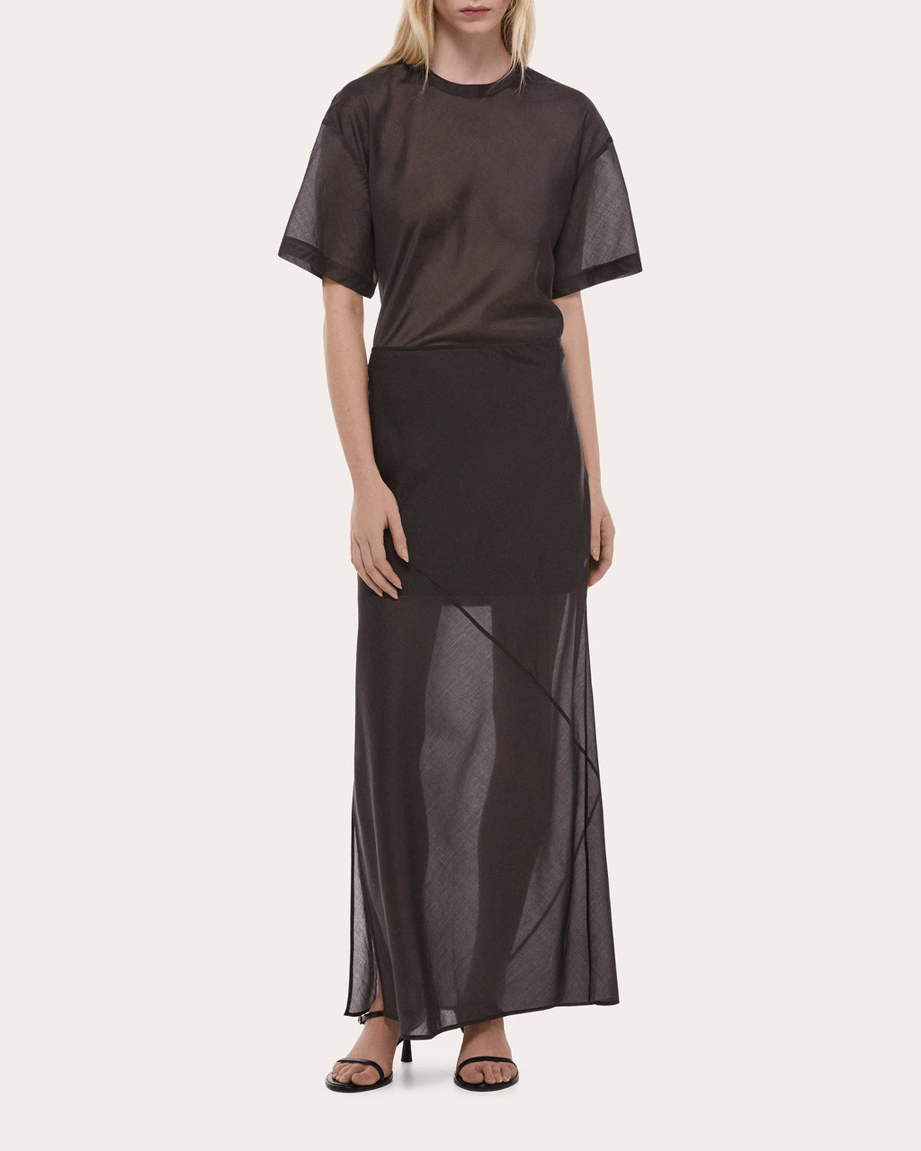 Sheer Airy Voile Layered Maxi Skirt