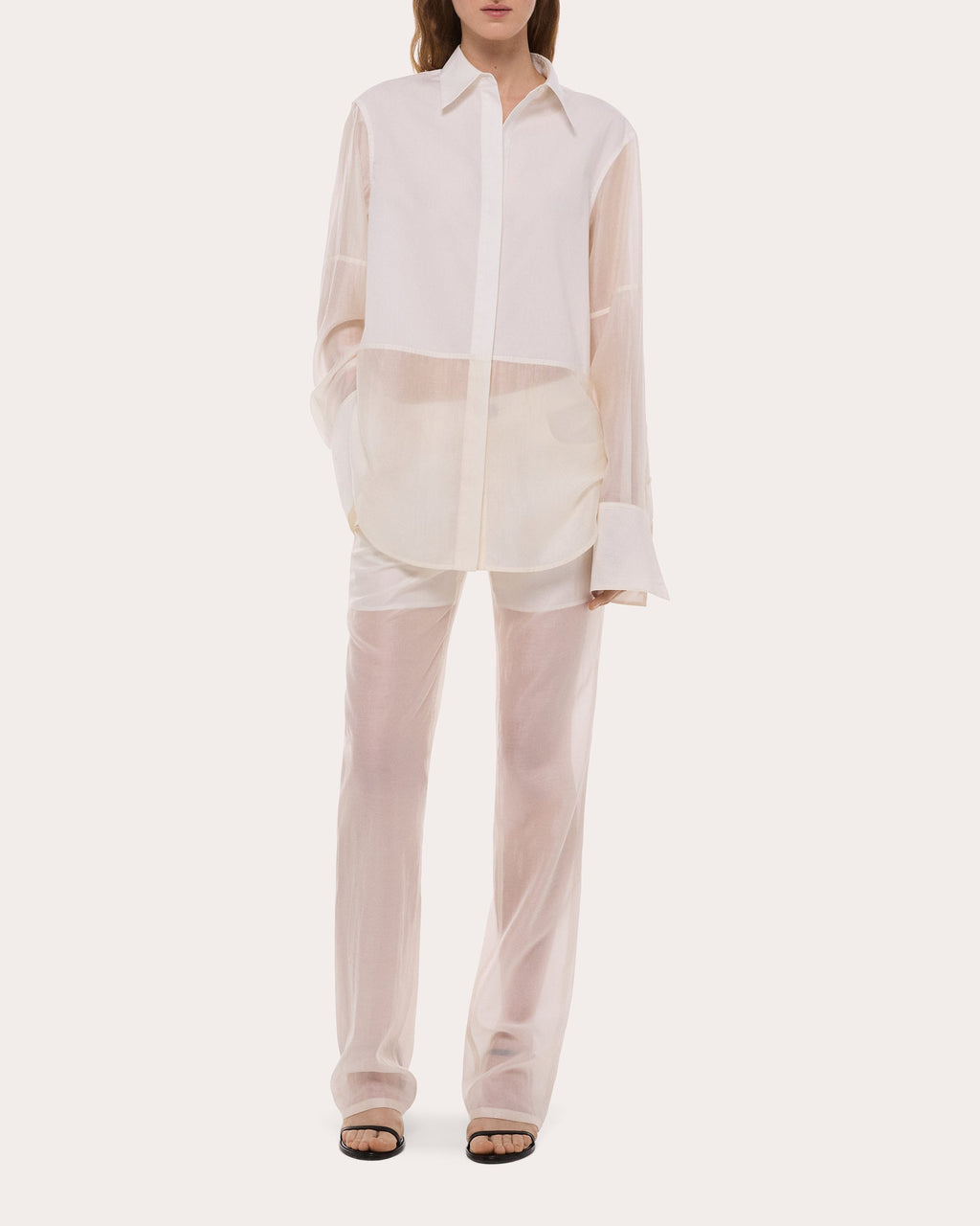 Cotton Poplin Voile Combo Button-Up