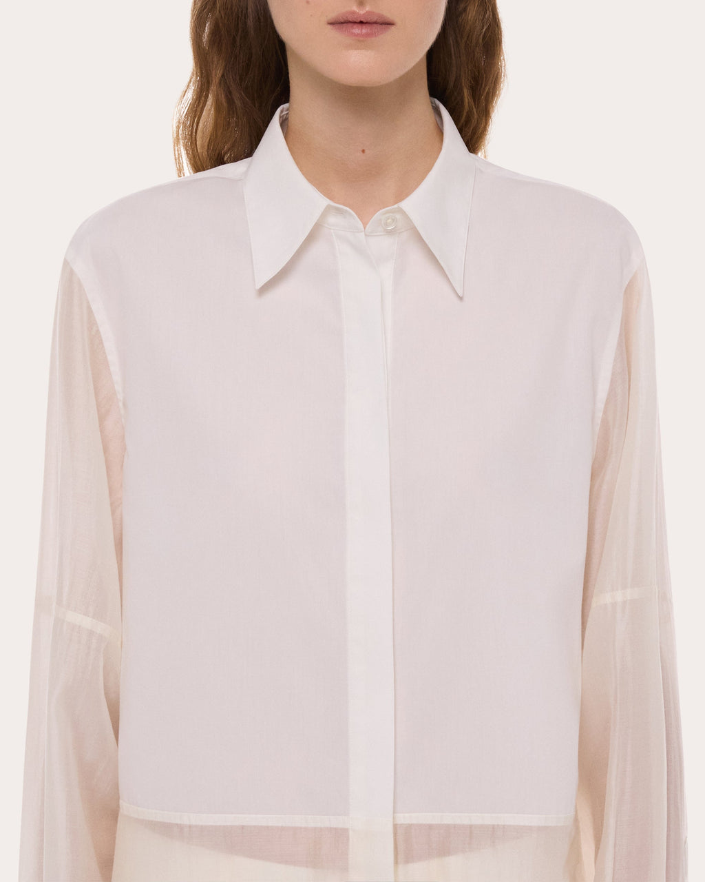 Cotton Poplin Voile Combo Button-Up