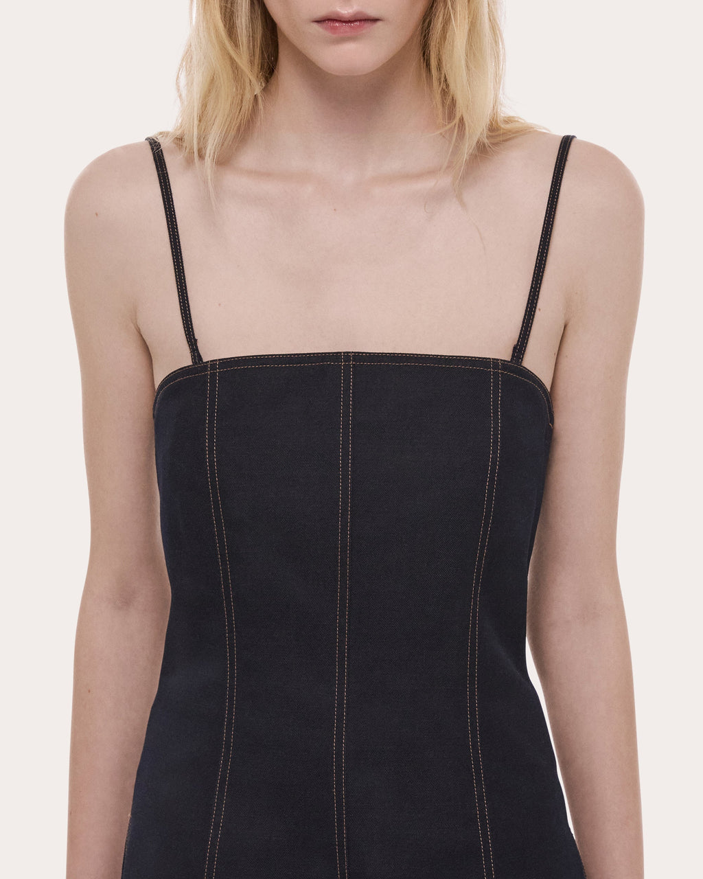 Minimal Topstitched Slip Bustier Top