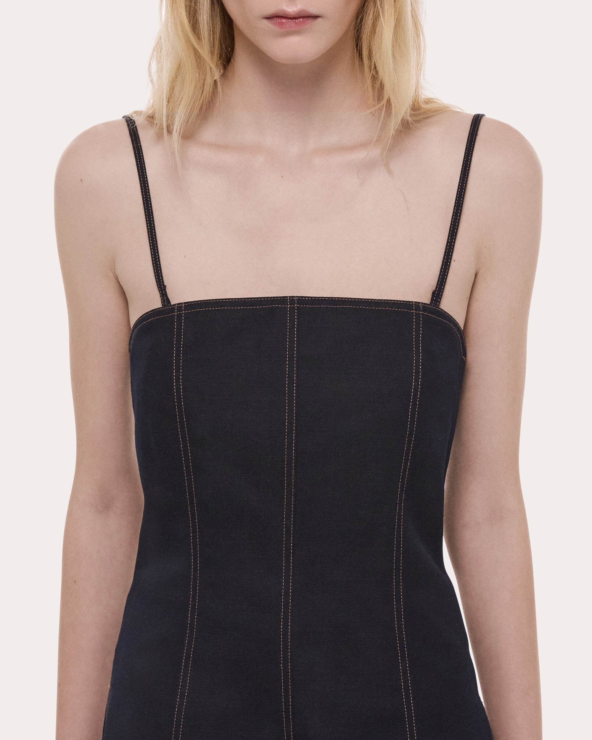 Minimal Topstitched Slip Bustier Top