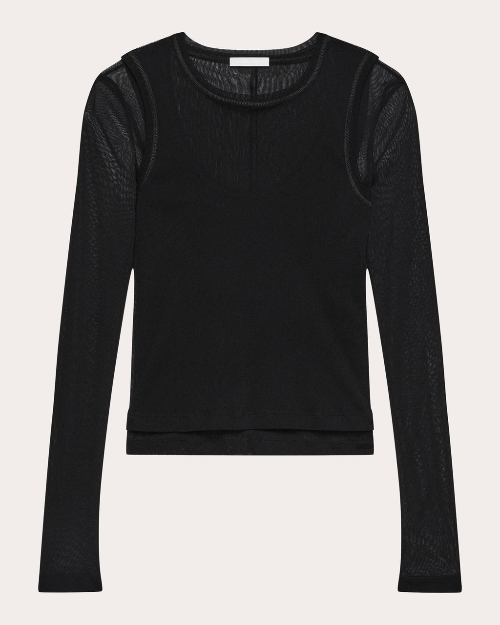 Sheer Mesh Layered Long-Sleeve Tee