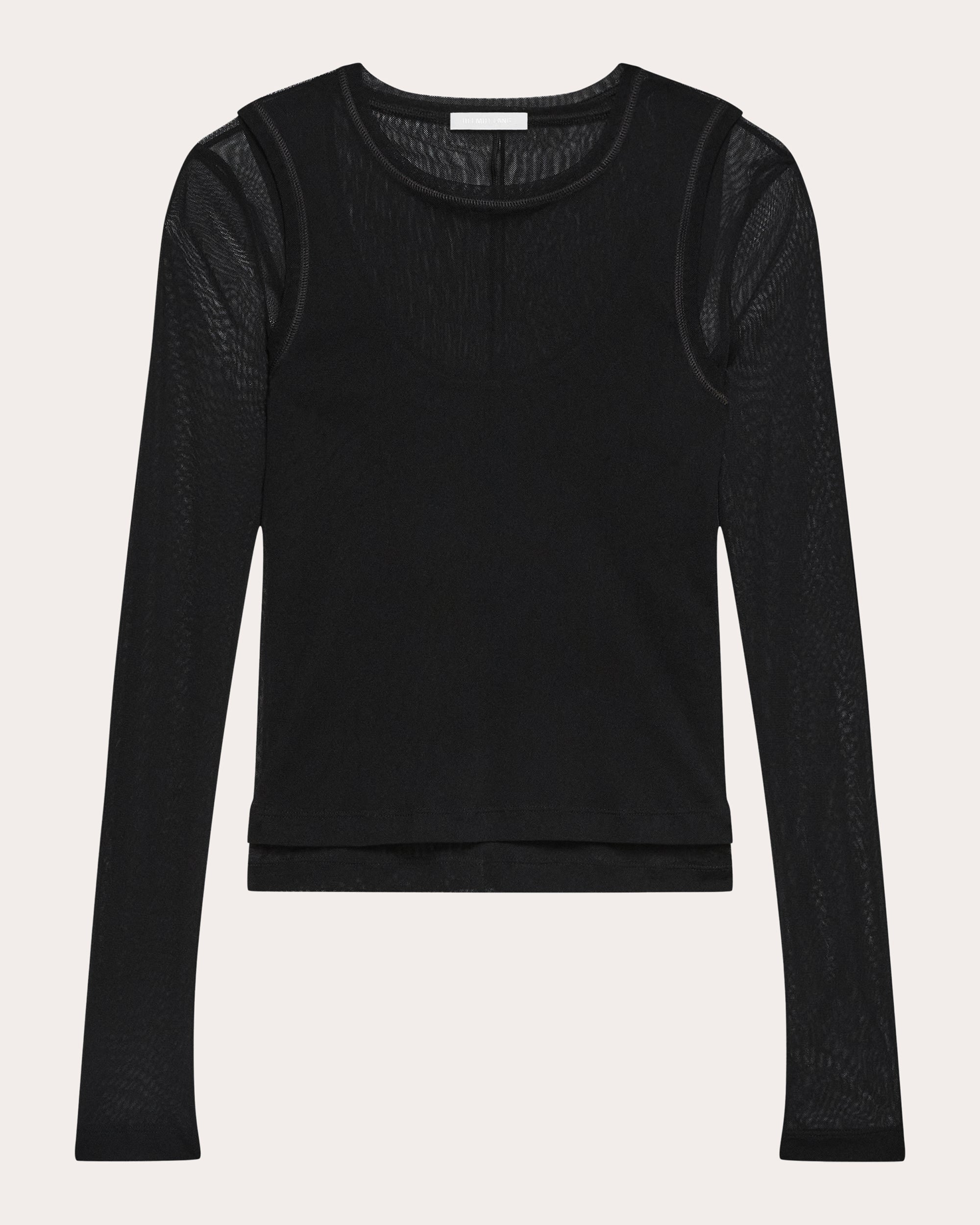 Sheer Mesh Layered Long-Sleeve Tee