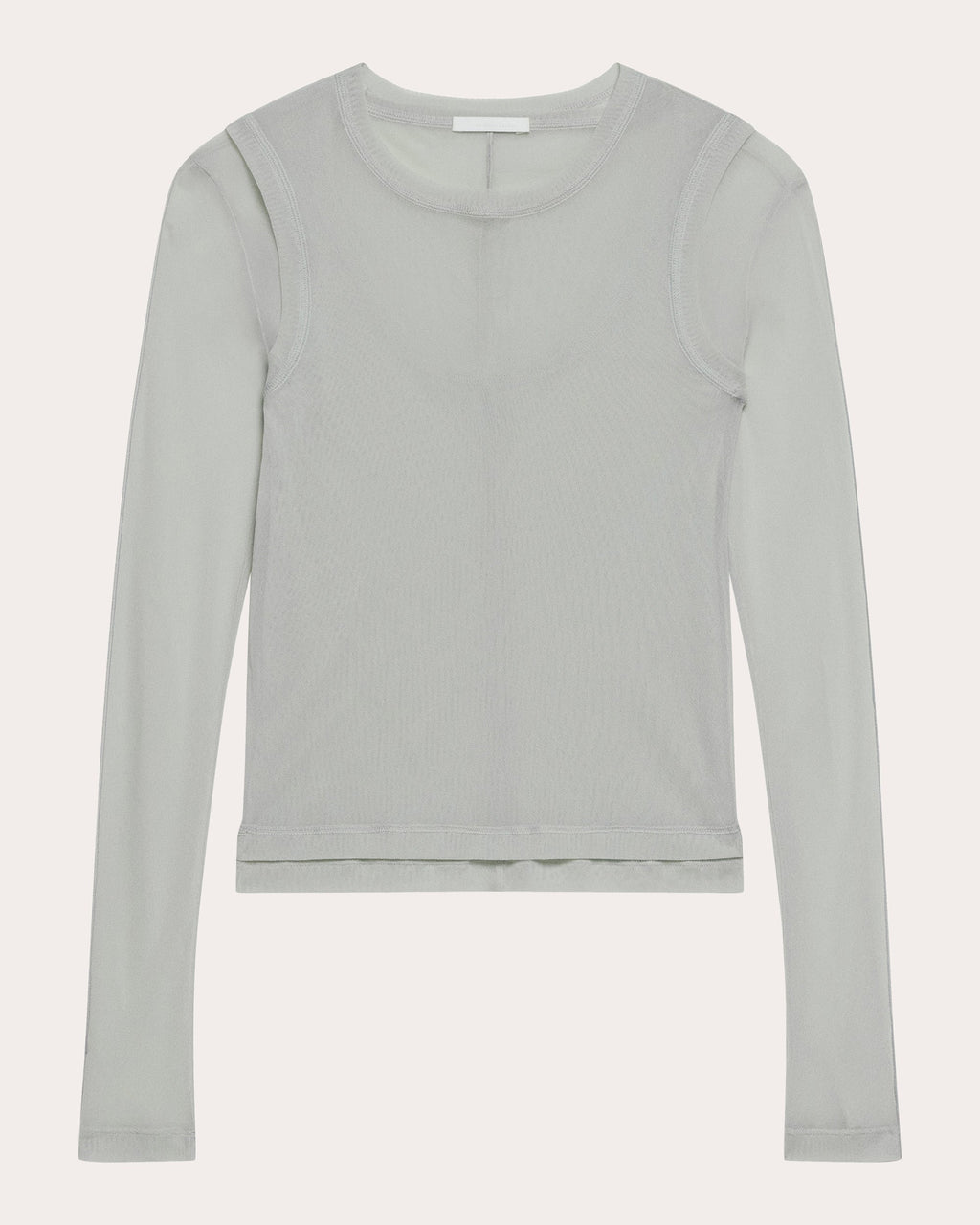 Sheer Mesh Layered Long-Sleeve Tee