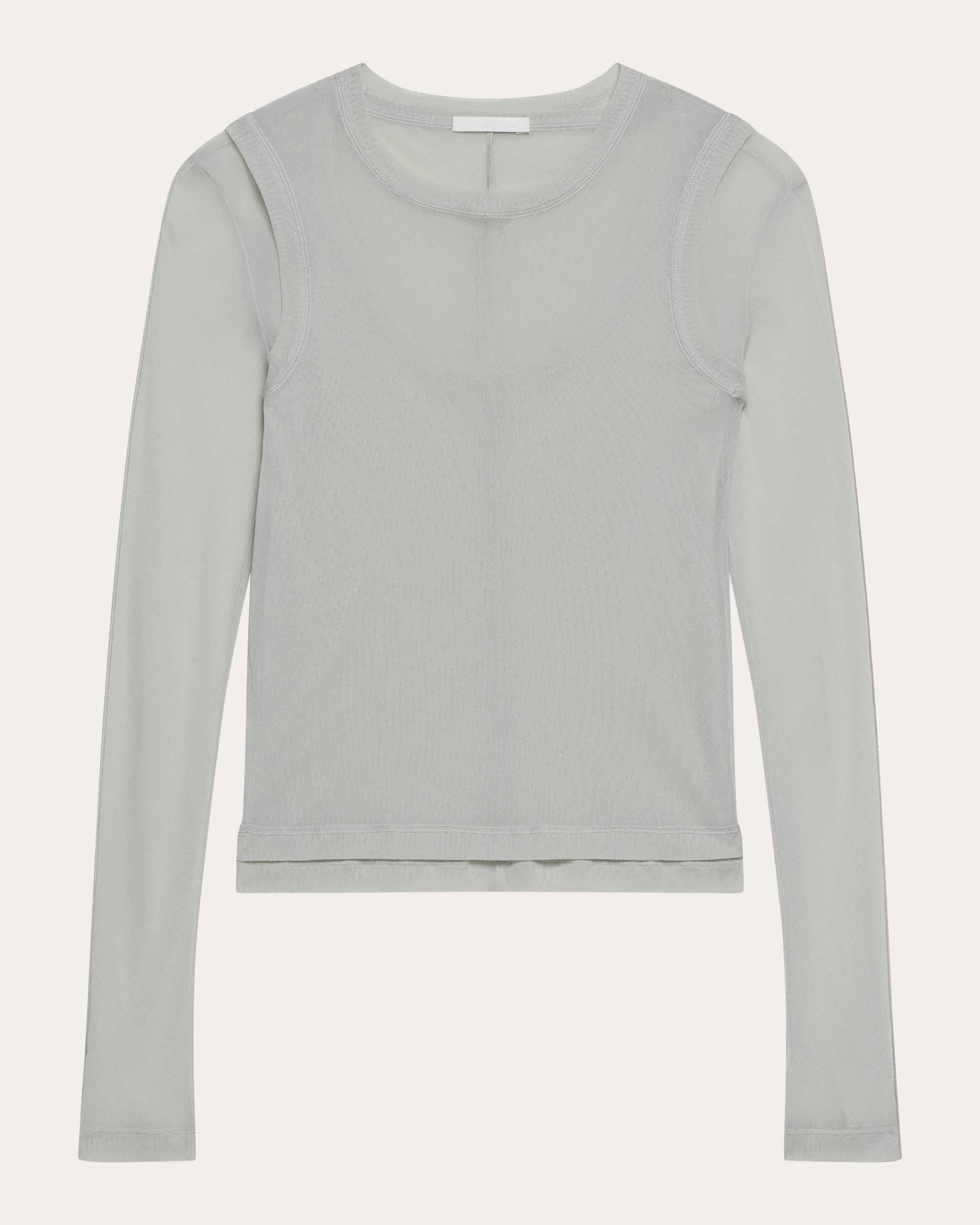 Sheer Mesh Layered Long-Sleeve Tee