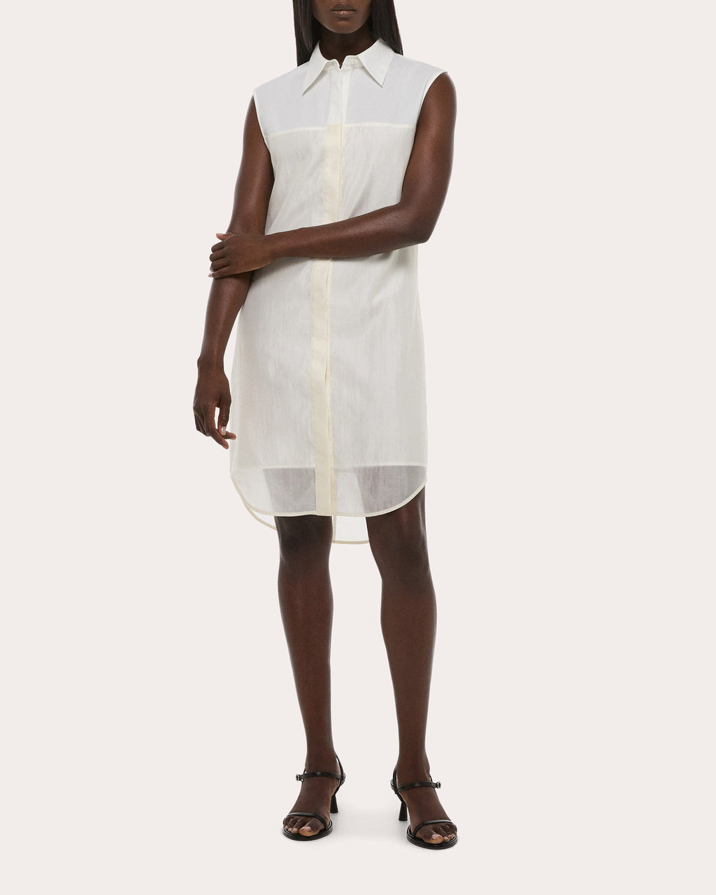 Cotton Poplin Voile Combo Shirt Dress
