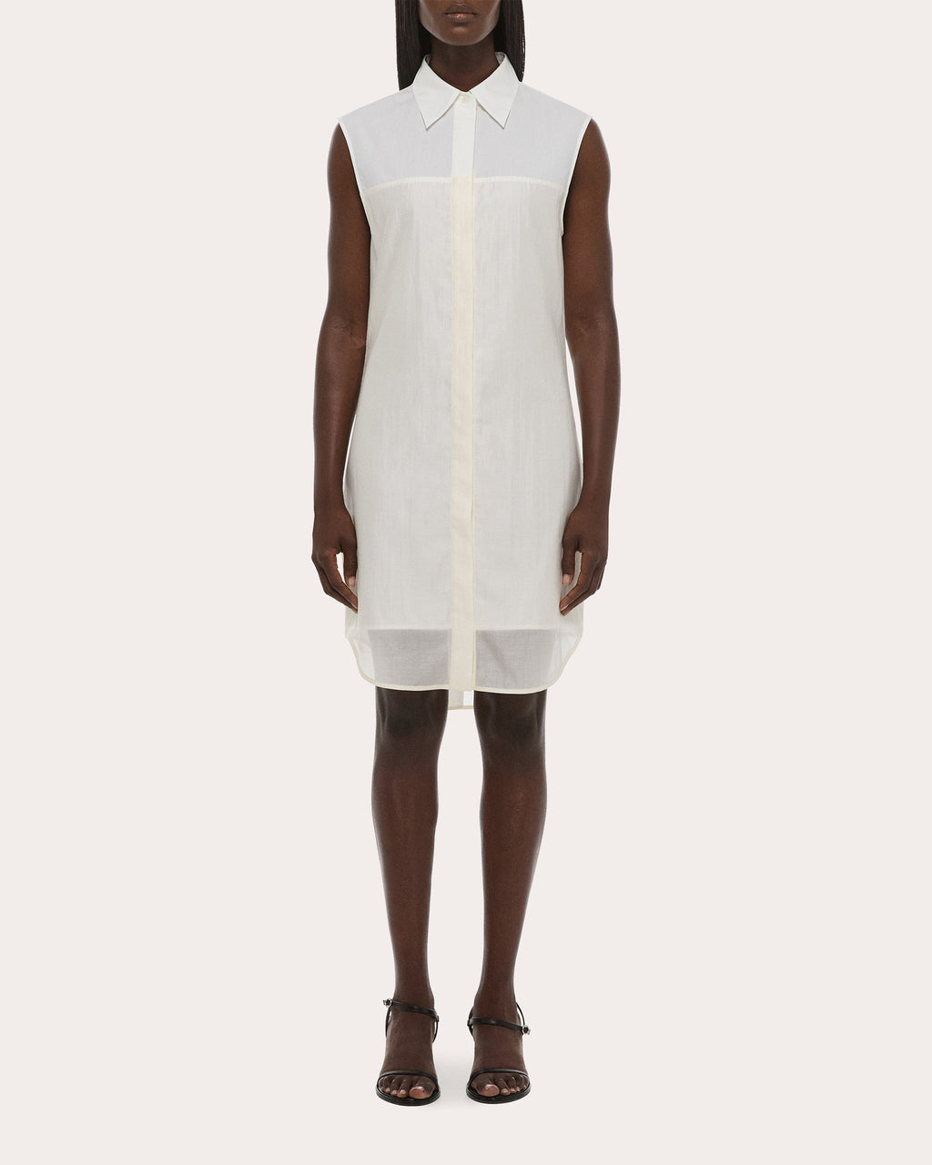 Cotton Poplin Voile Combo Shirt Dress