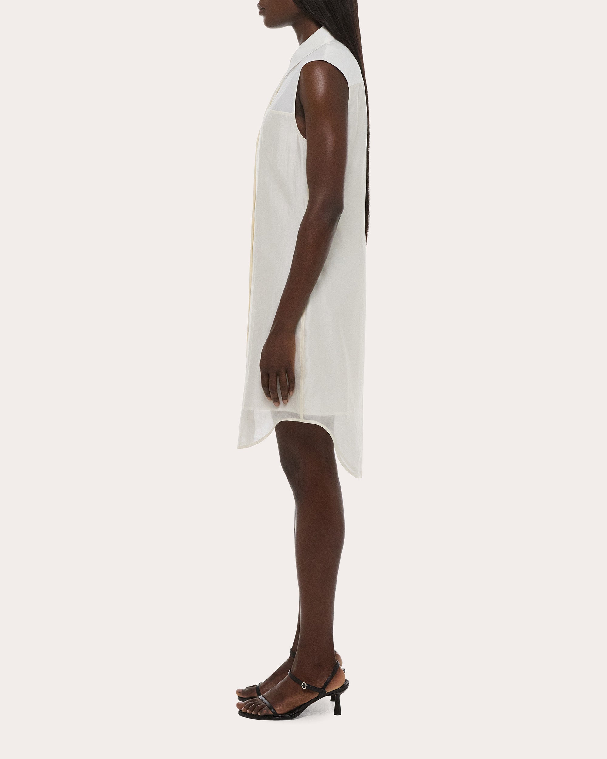 Cotton Poplin Voile Combo Shirt Dress