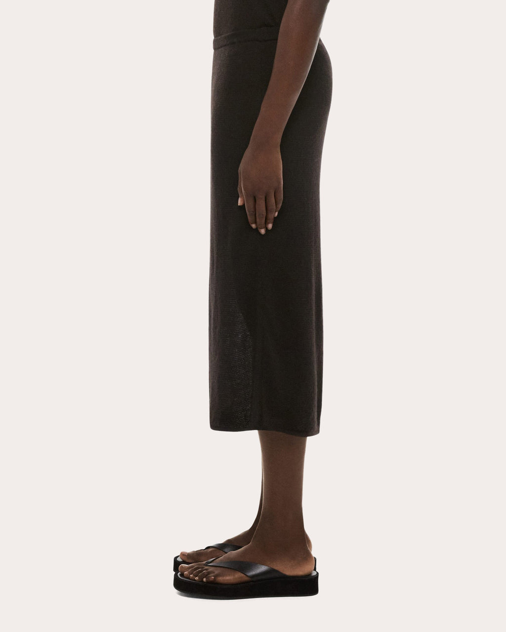 Sheer Wool Knit Layered Midi Skirt