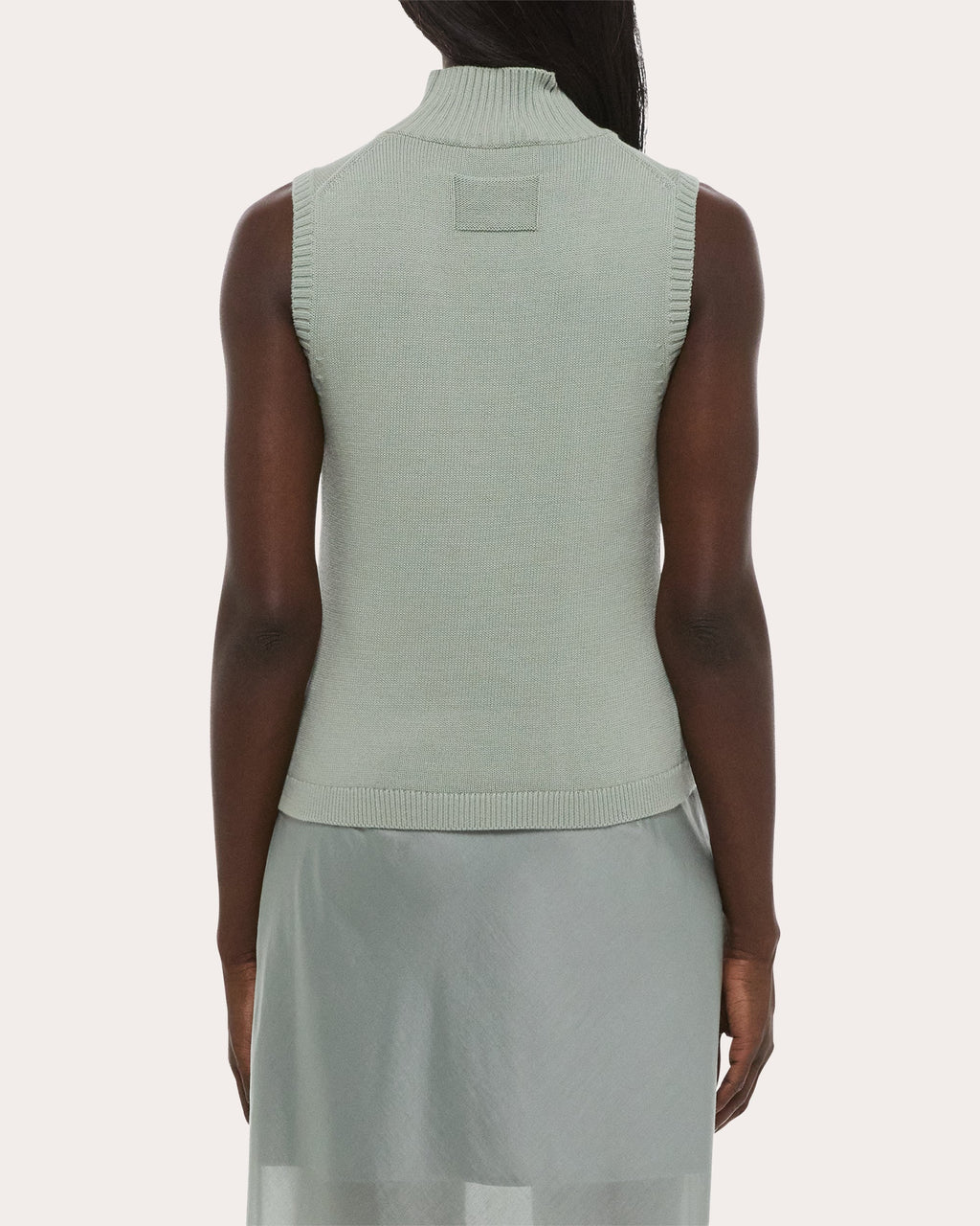 Knit Cotton Mock Neck Sweater Tank