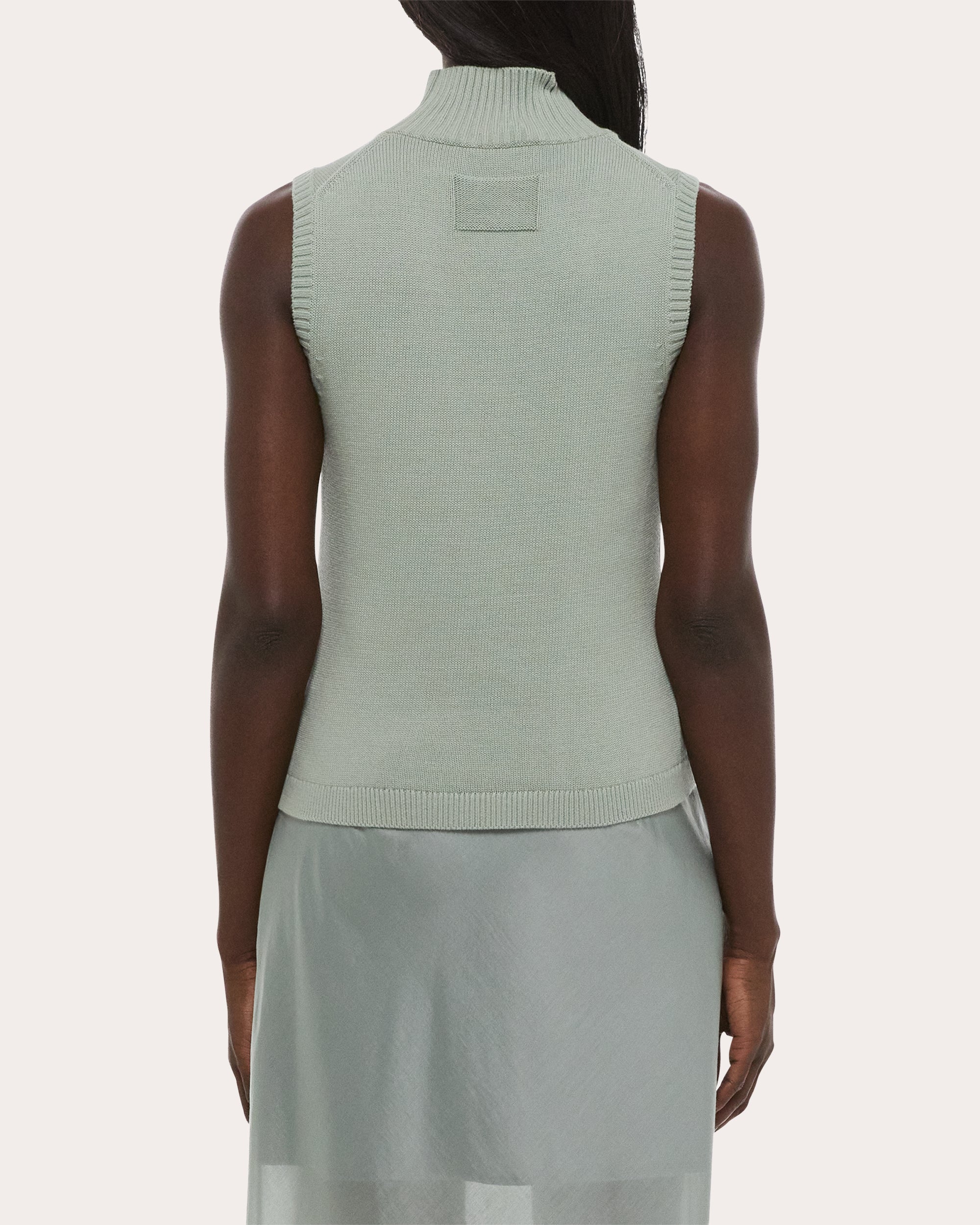 Knit Cotton Mock Neck Sweater Tank