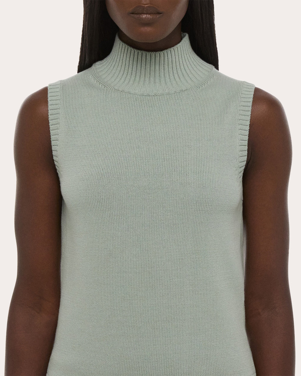 Knit Cotton Mock Neck Sweater Tank