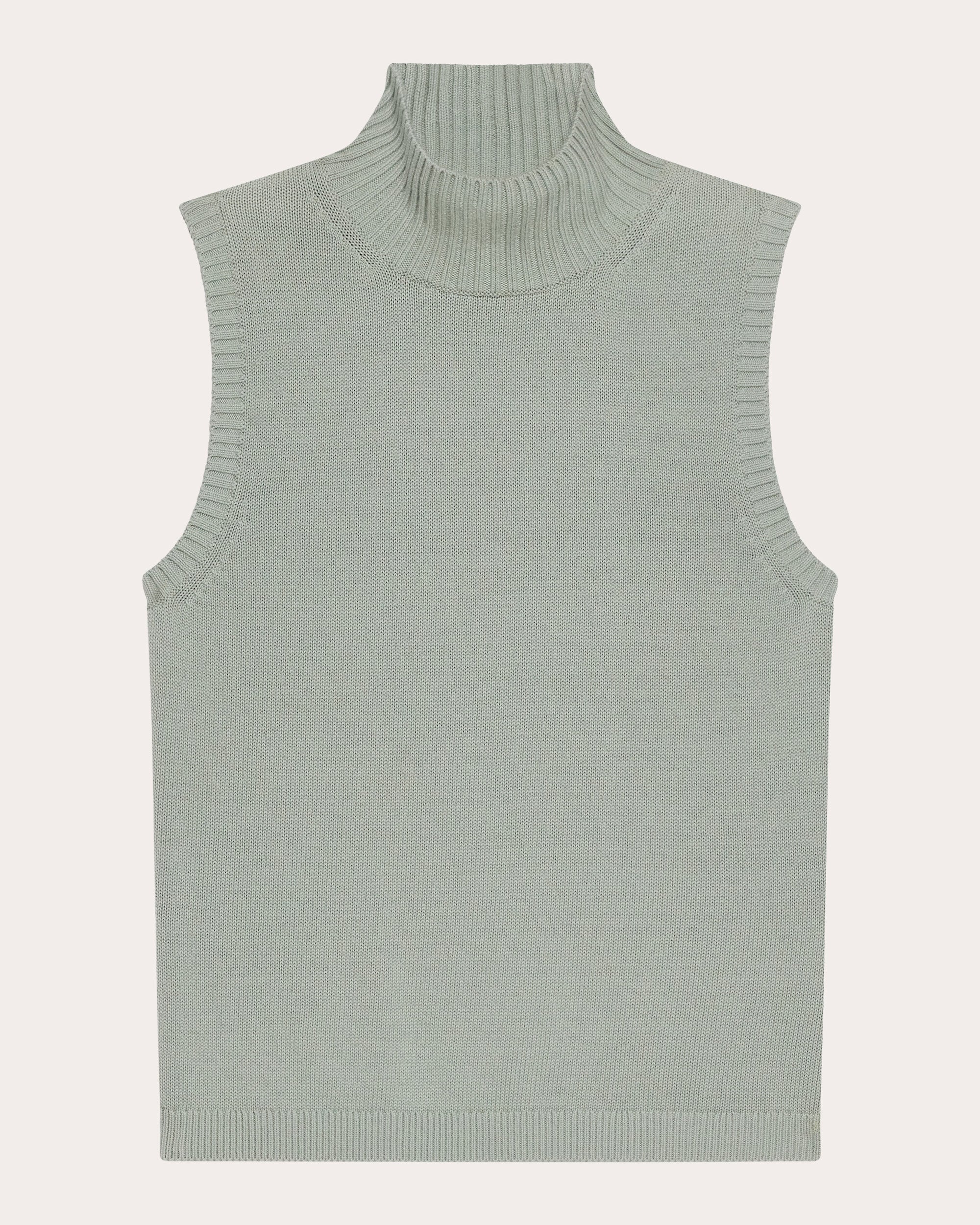 Knit Cotton Mock Neck Sweater Tank