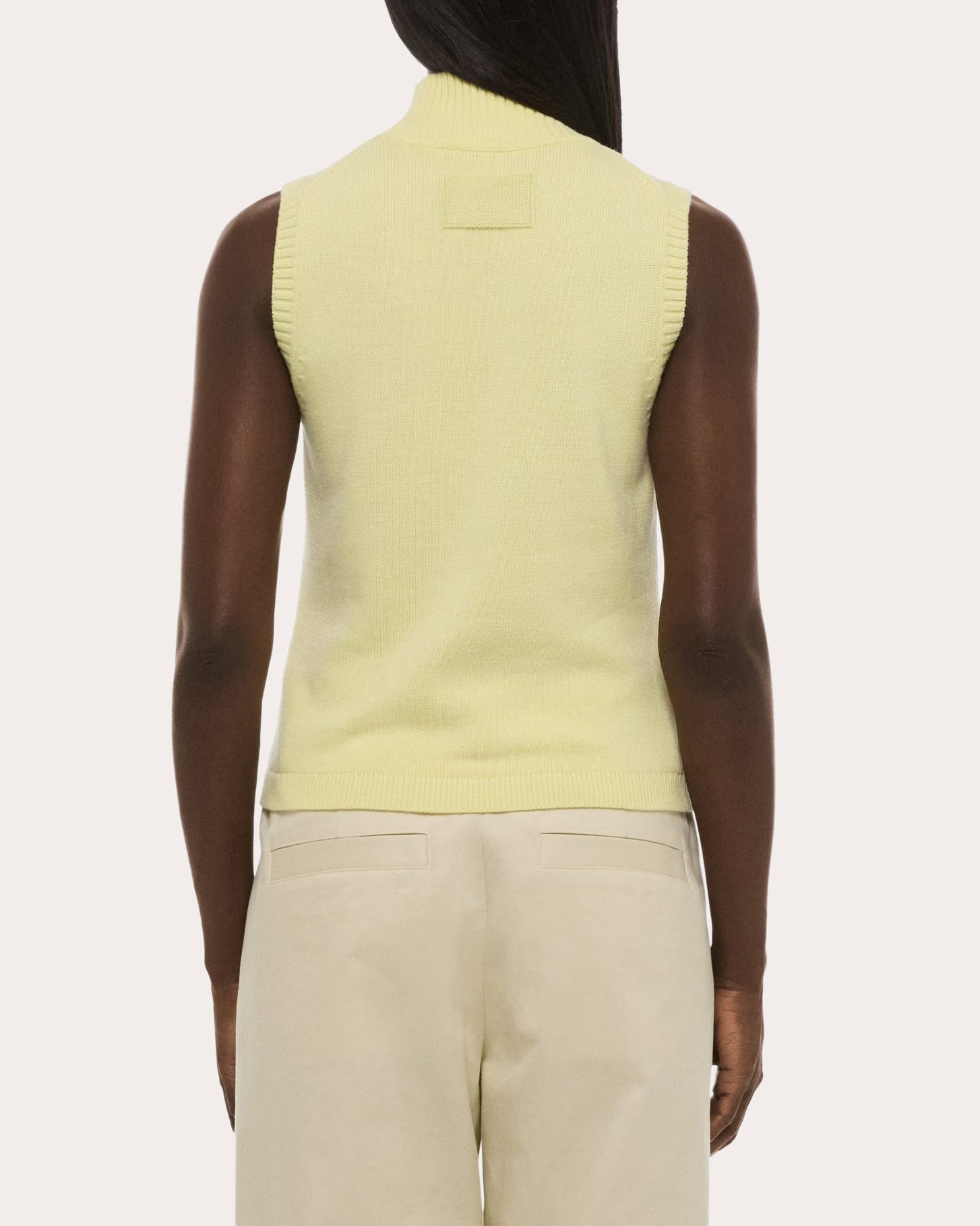 Knit Cotton Mock Neck Sweater Tank