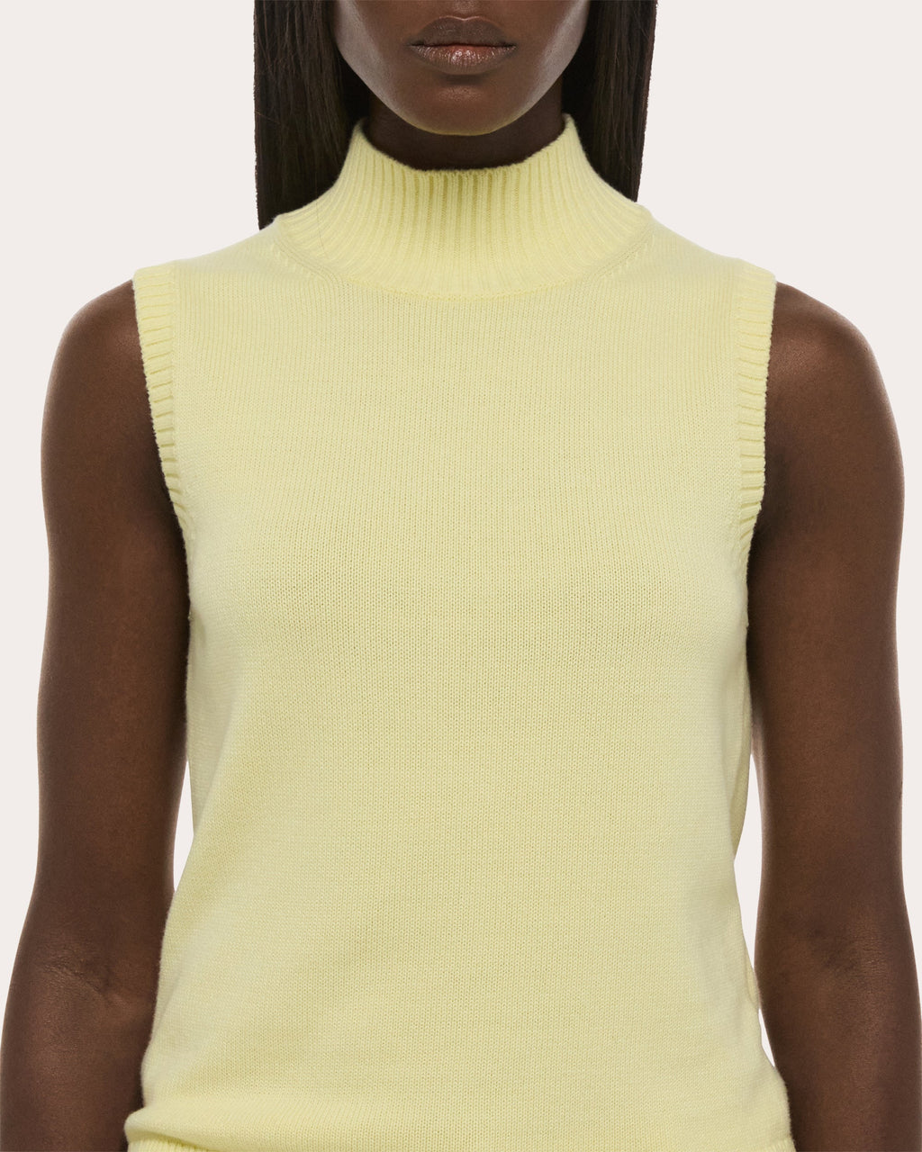 Knit Cotton Mock Neck Sweater Tank