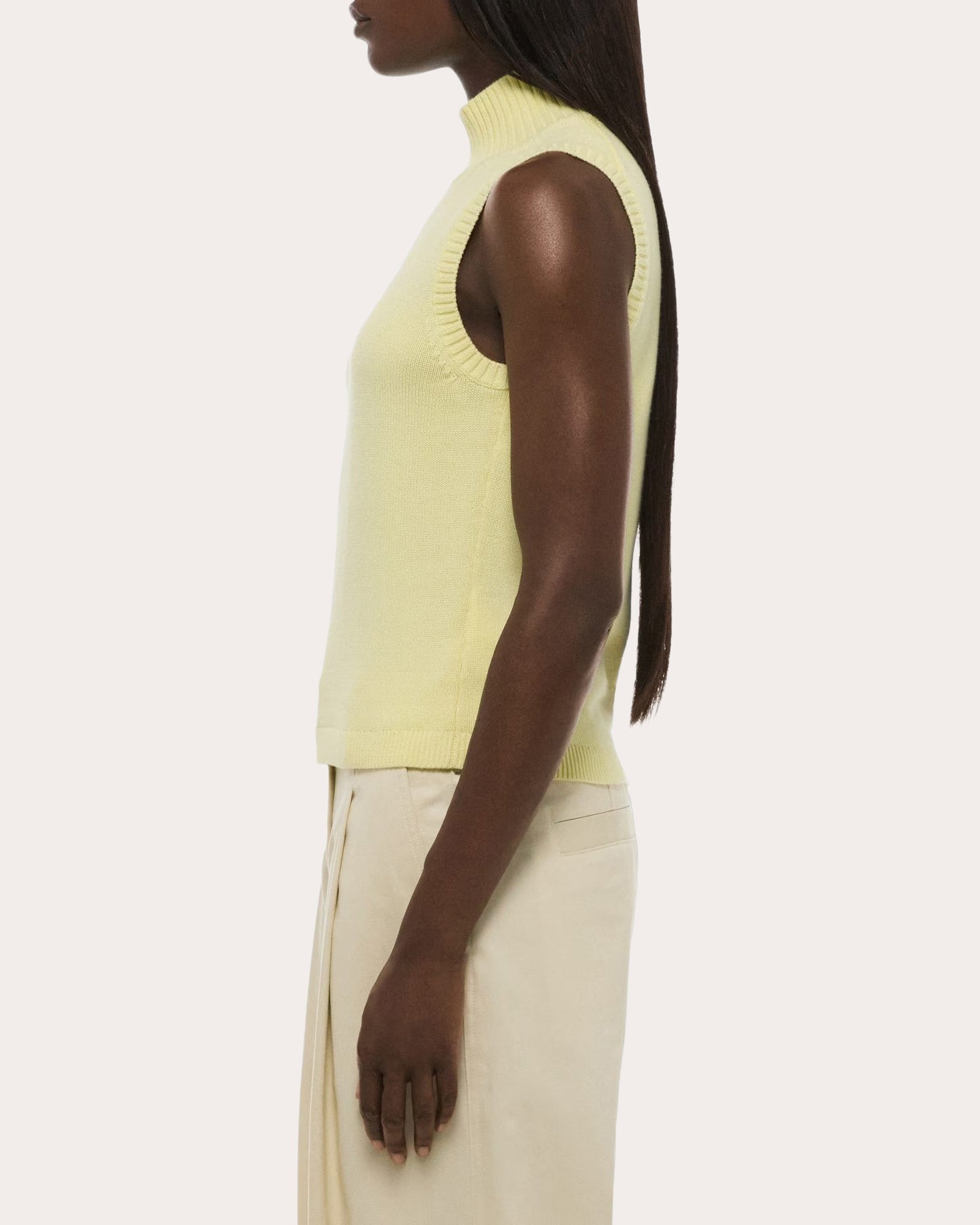 Knit Cotton Mock Neck Sweater Tank