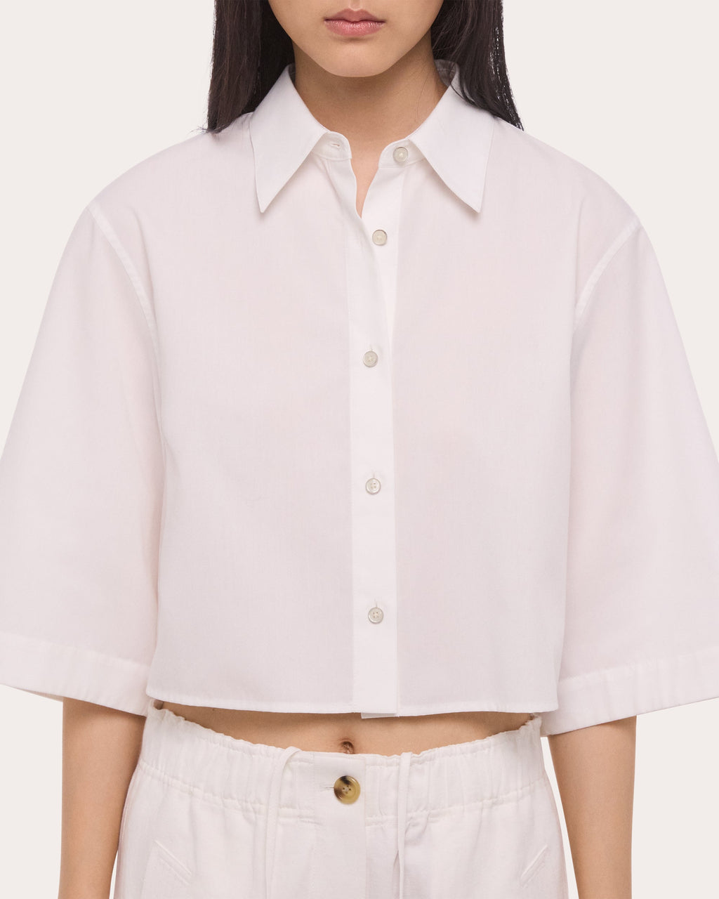 Poplin Cropped Trench Shirt