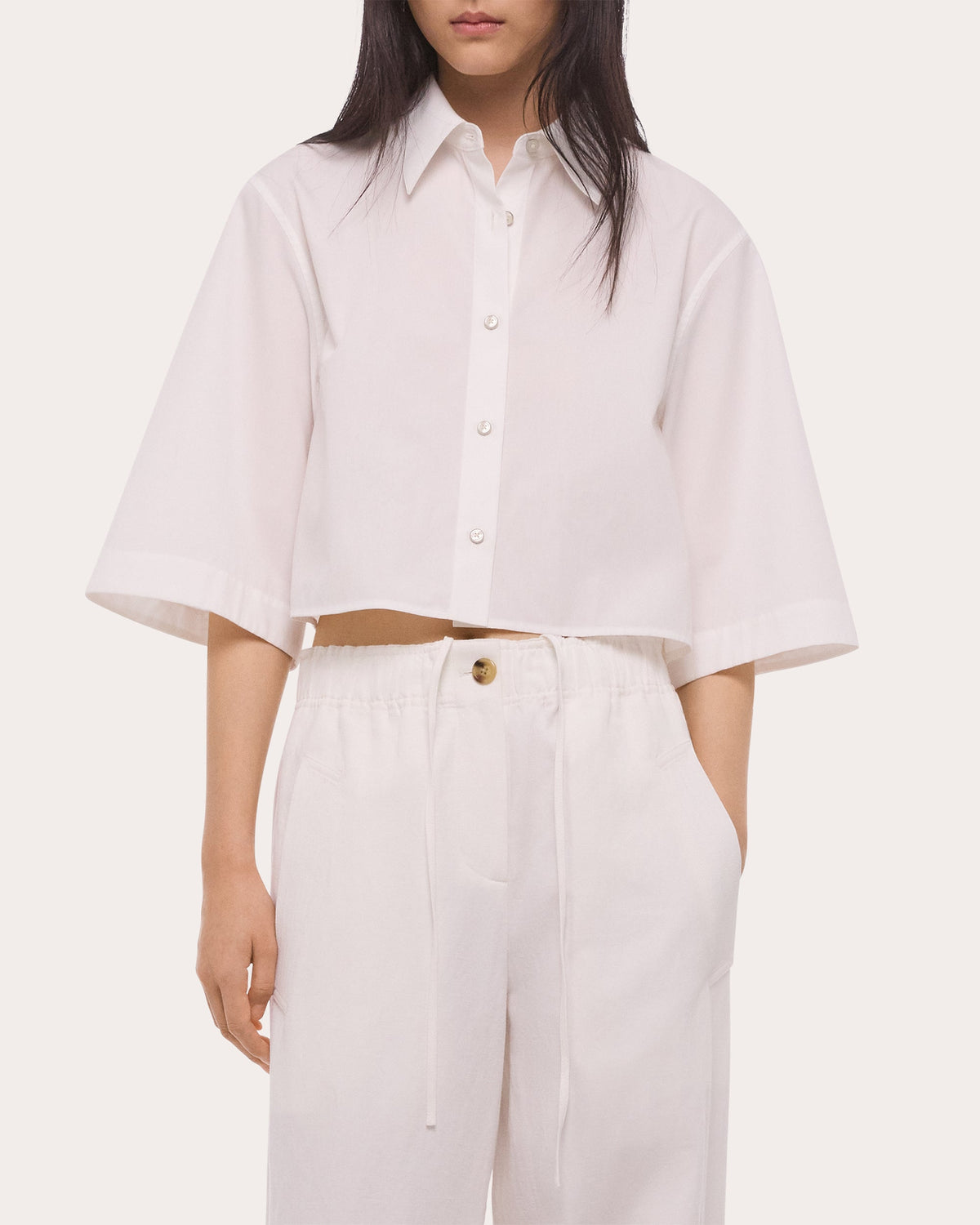Poplin Cropped Trench Shirt