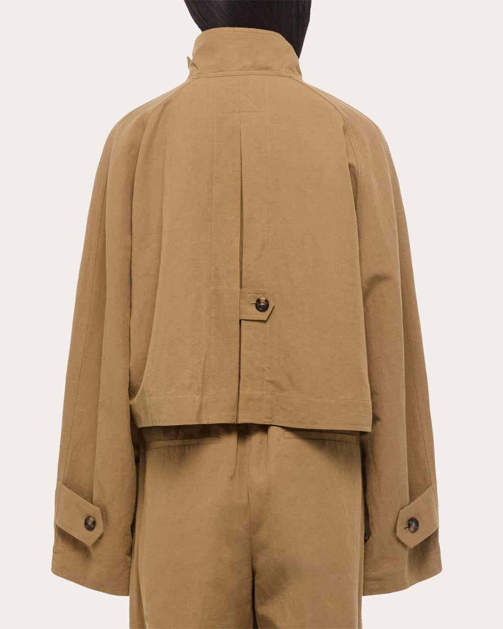 Cotton Linen Cropped Trench Jacket