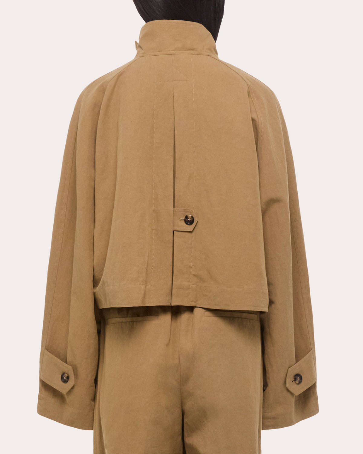 Cotton Linen Cropped Trench Jacket