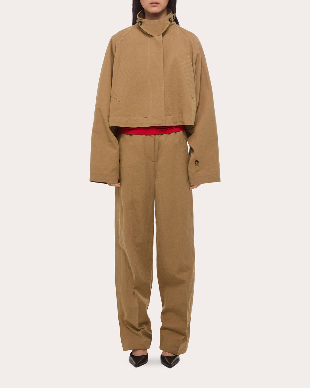 Cotton Linen Cropped Trench Jacket