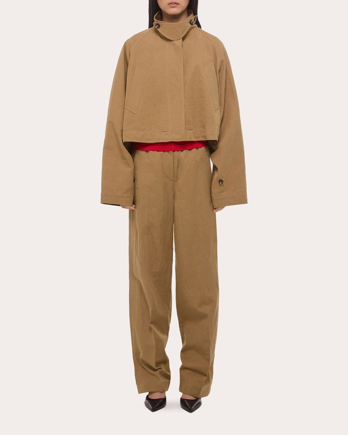 Cotton Linen Cropped Trench Jacket