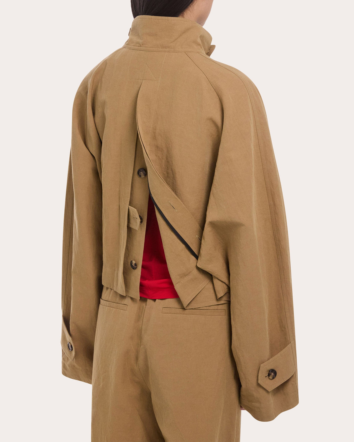 Cotton Linen Cropped Trench Jacket