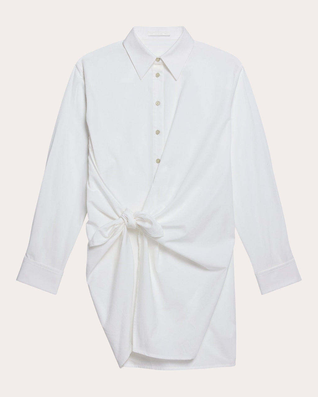 Poplin Gathered Knot Shirt Dress