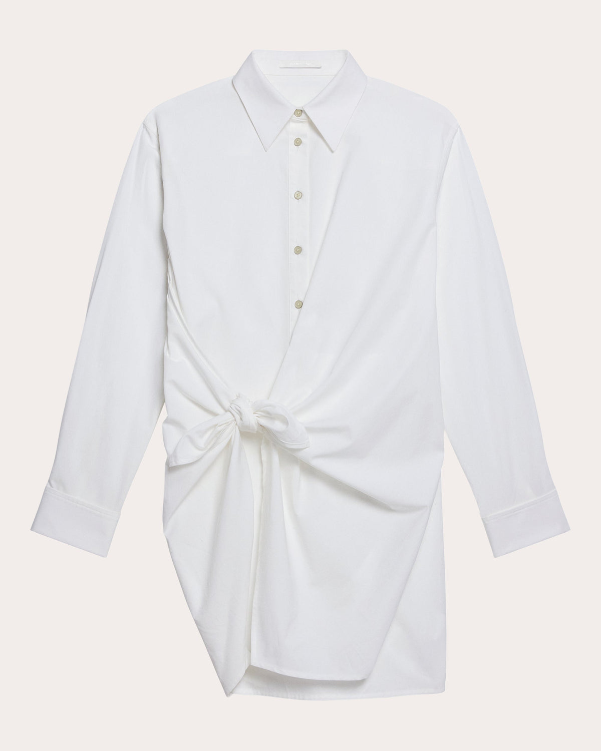 Poplin Gathered Knot Shirt Dress