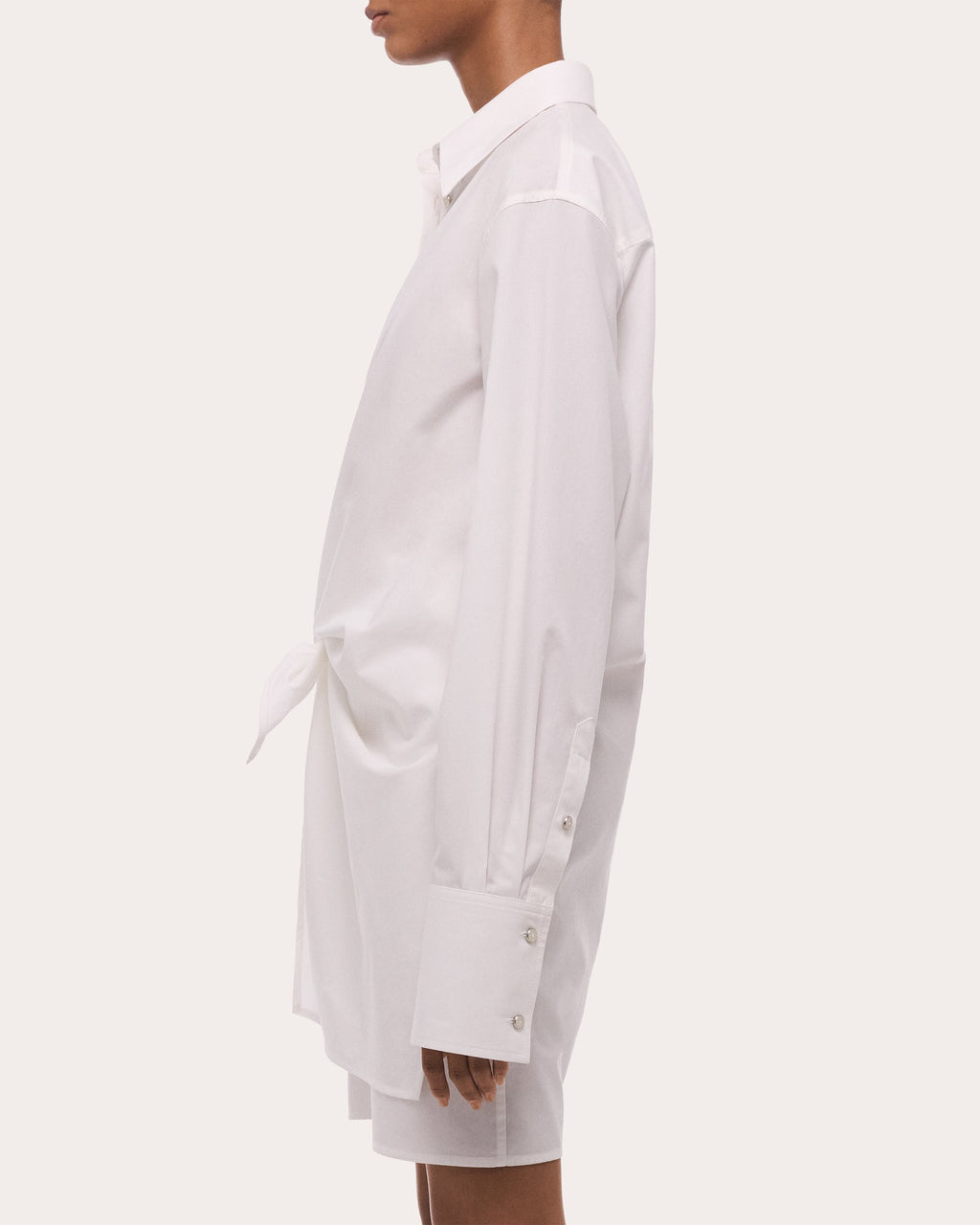 Poplin Gathered Knot Shirt Dress