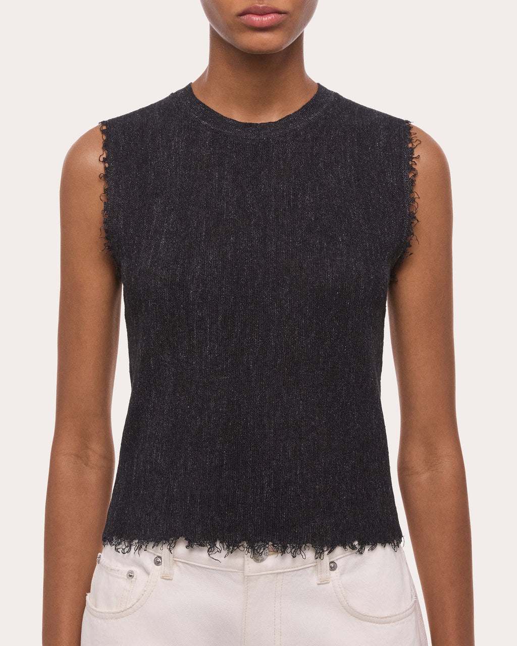 Sheer Raw-Edge Muscle Tank