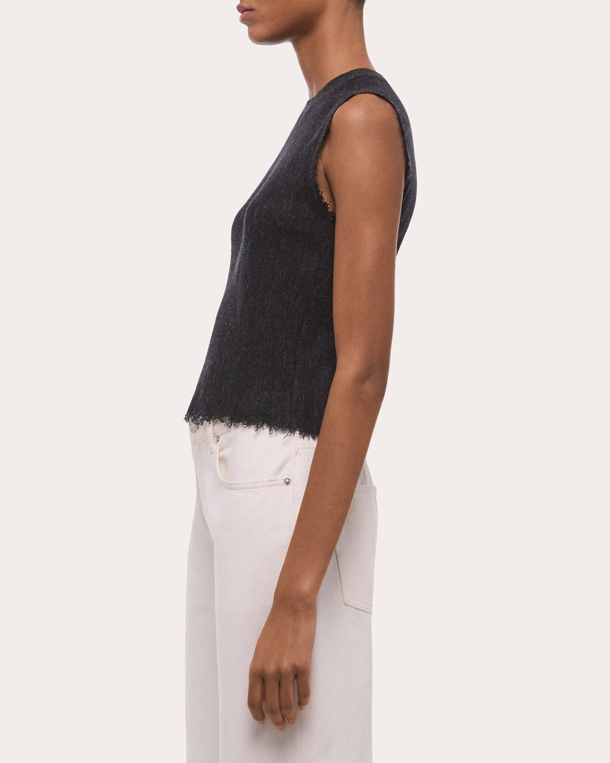 Sheer Raw-Edge Muscle Tank