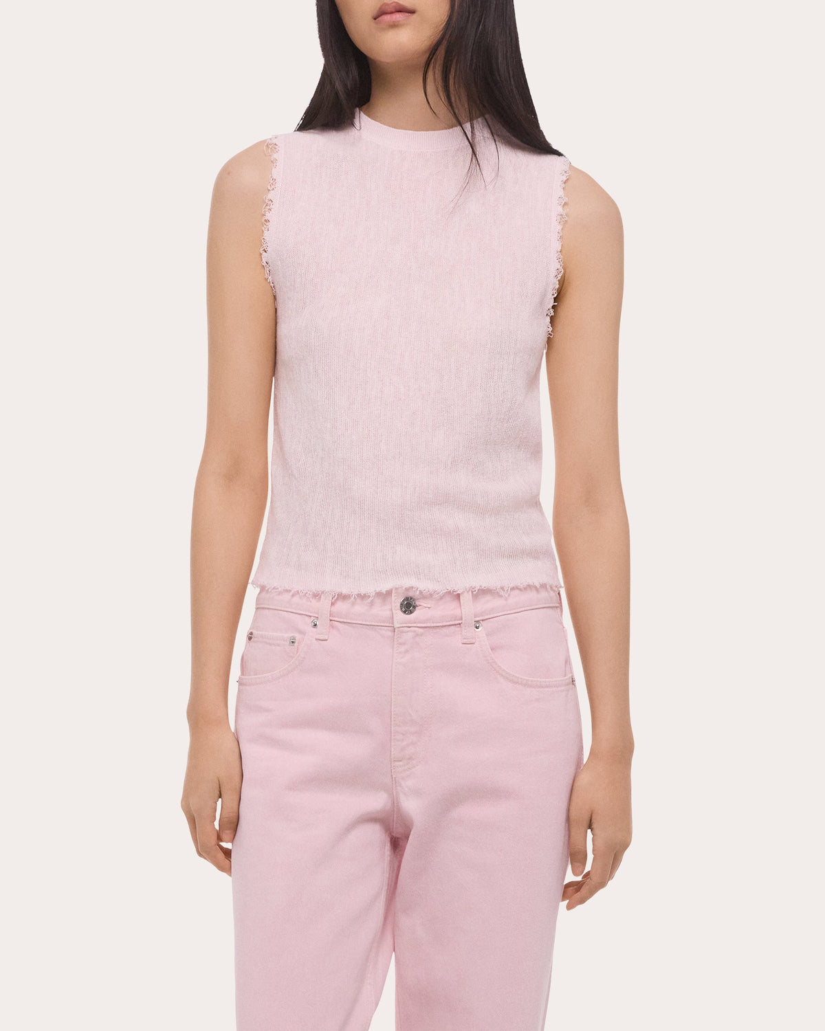 Sheer Raw-Edge Muscle Tank