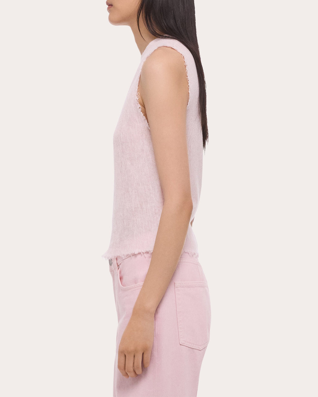 Sheer Raw-Edge Muscle Tank