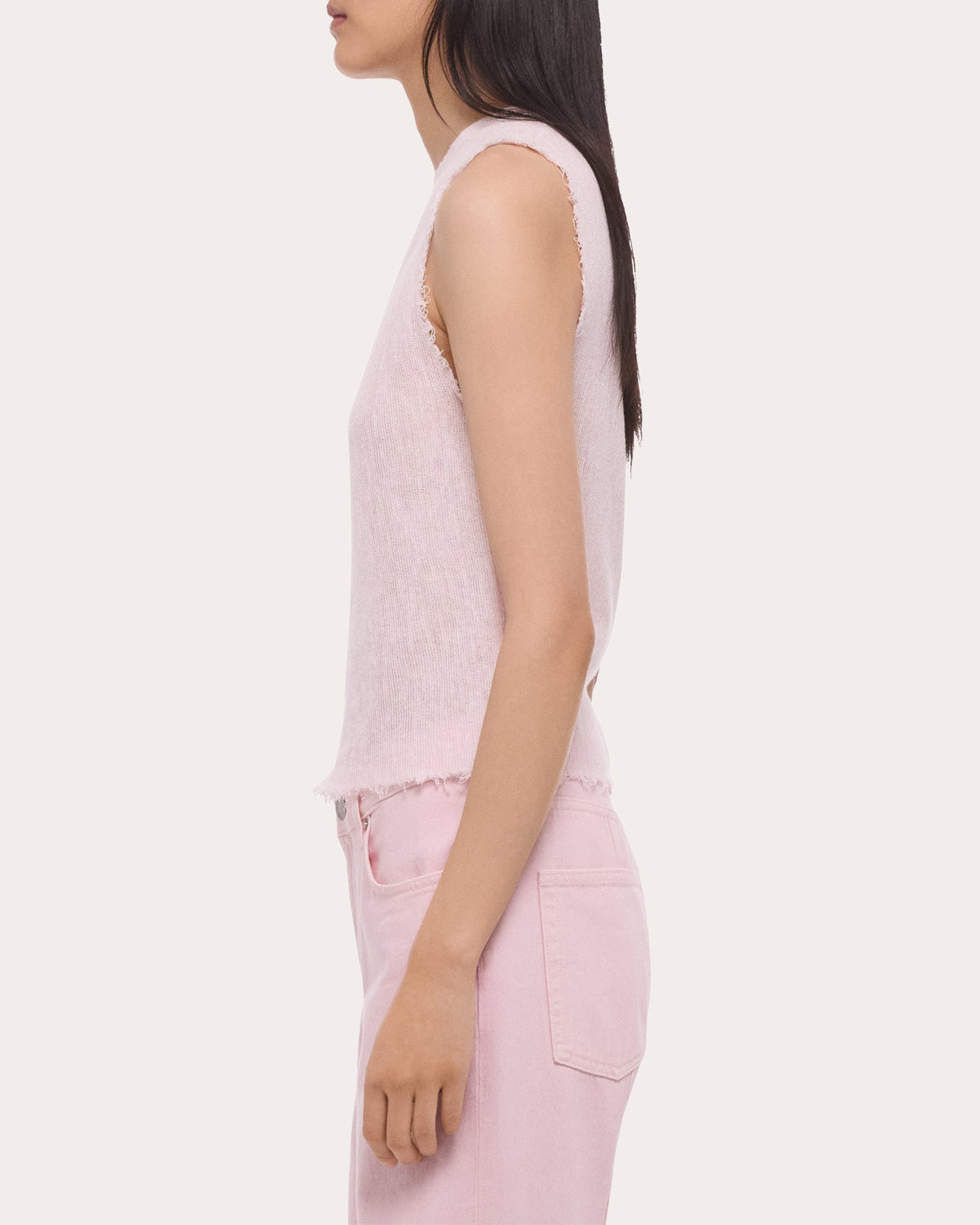Sheer Raw-Edge Muscle Tank